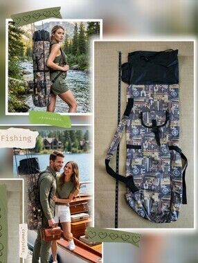 Fishing Rod Bag Camo Tactical Travel Duffle Pole Case Oil Field L XL